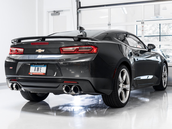 AWE Tuning 16-22 Chevy Camaro SS Non-Res Cat-Back Exhaust - Track Edition (Quad Chrome Silver Tips) 3020-42066