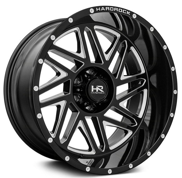 Hardrock Off-Road Wheels 24x14 Hardrock Off-Road H501 Bones Xposed Gloss Black Milled (* May Require Trimming) 5x5.5/139.7 -76mm 