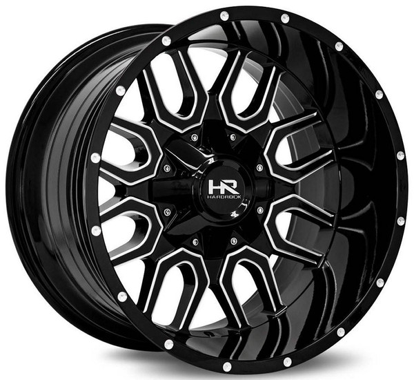 Hardrock Off-Road Wheels 20x12 Hardrock Off-Road H709 Commander Gloss Black Milled (* May Require Trimming) 8x6.5/165 -51mm 