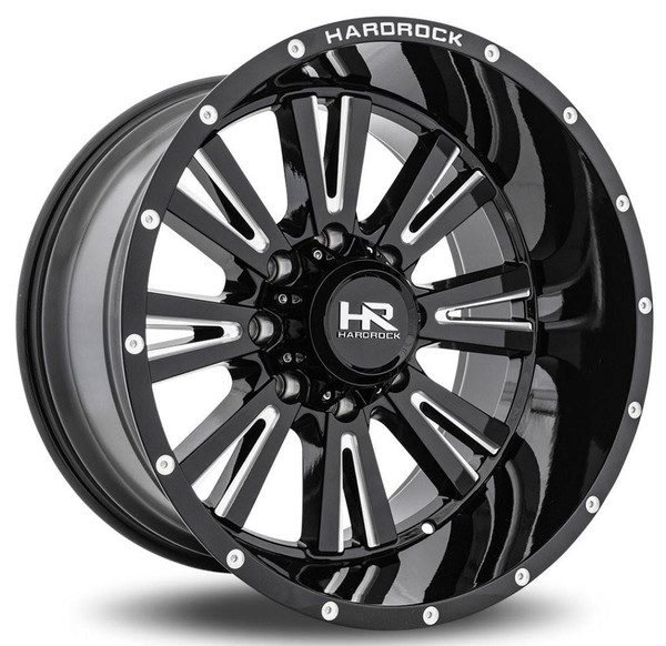 Hardrock Off-Road Wheels 20x12 Hardrock Off-Road H503 Spine Xposed Gloss Black Milled (* May Require Trimming) 5x5.5/139.7 -44mm 