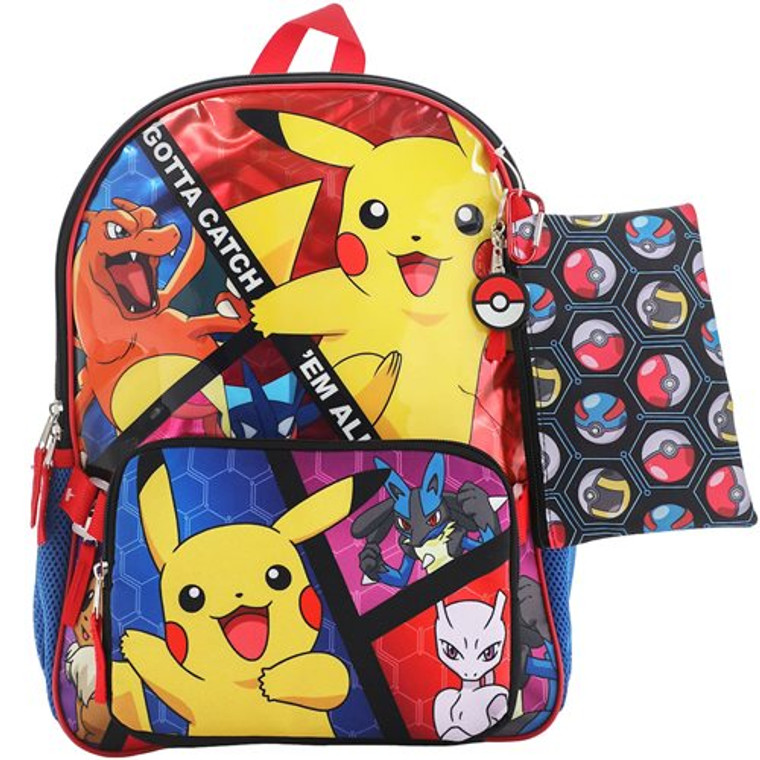 Pokemon Large Character Backpack 5-Piece Set New