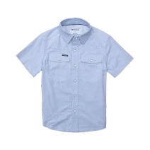 Front view of The Head Honcho Poncho Youth Western Short Sleeve Shirt in blue micro-check.