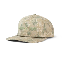 Poncho Outdoors The Long Range Hat in South Zone camo, embroidered snapback cap, front view on white background