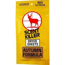 WILDLIFE RESARCH SCENT KILLER AUTUMN FORMULA DRYER SHEETS