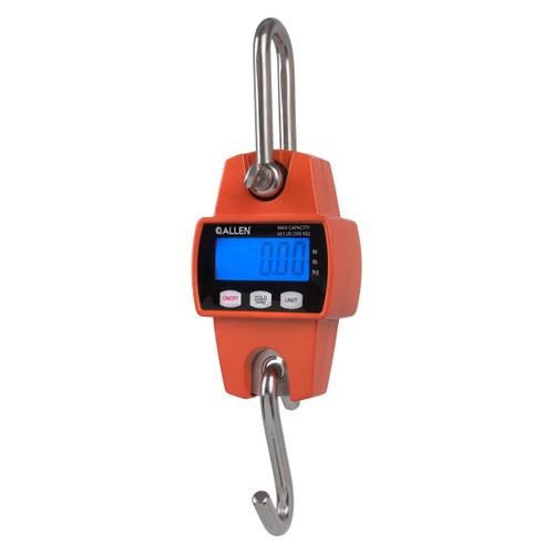 Allen Digital Game Scale, full view showing the top hanging hook, LED display, and bottom load hook