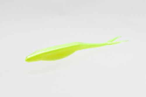 Zoom Bait Company Super Fluke 5 Inch Soft Plastic Bait. Color is Called chartreuse pearl.