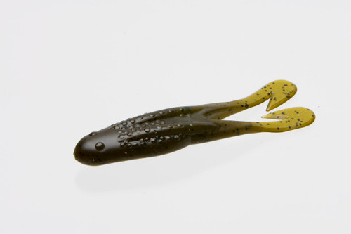 Zoom Bait Company Horny Toad 4.5 inch soft plastic bait. Color is called Green Pumpkin.