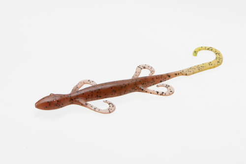 Zoom Bait Company Magnum Lizard 8 inch soft plastic bait. Color is called Pumpkin Chartreuse.