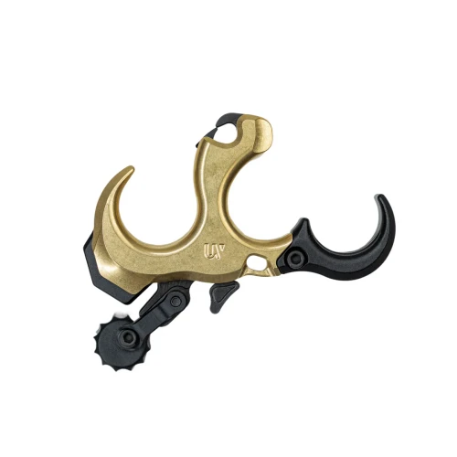 UltraView UV Button 2 brass thumb-button archery release, full view