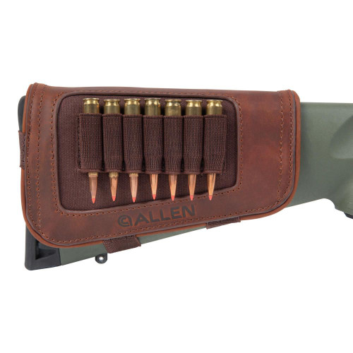 ALLEN & ALLEN CO. NEW CASTLE LEATHER BUTTSTOCK CARTRIDGE CARRIER BROWN