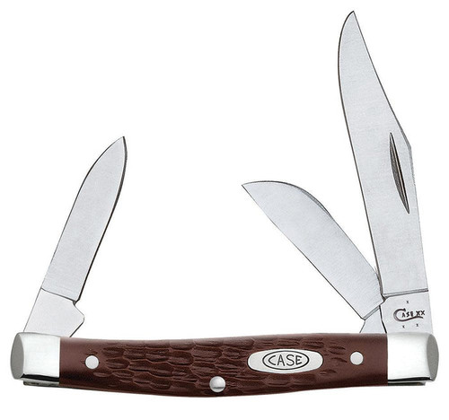 CASE MEDIUM STOCKMAN FOLDING KNIFE WITH BROWN SYNTHETIC HANDLE
