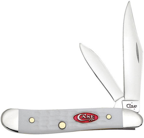 CASE PEANUT FOLDING KNIFE WITH SPARXX STANDARD JIG WHITE SYNTHETIC HANDLE