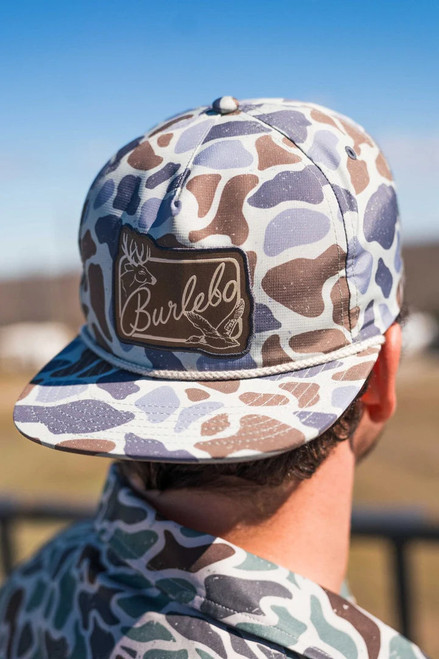 BURLEBO BUCK AND DUCK LOGO ON CLASSIC DEER CAMO CAP