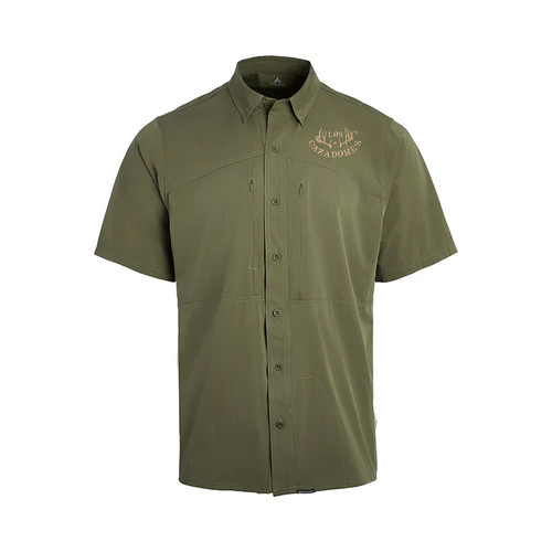 LOS CAZADORES EMBROIDERED PNUMA OUTDOORS SHORT SLEEVE SHOOTER SHIRT SAVAGE GREEN