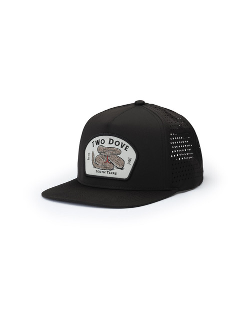 TWO DOVE OUTDOORS PERFORATED NYLON RATTLESNAKE PATCH CAP BLACK