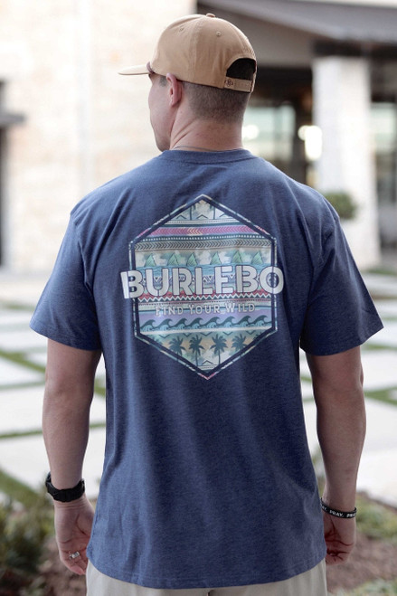 BURLEBO PALMS & FINS SHORT SLEEVE TEE NAVY