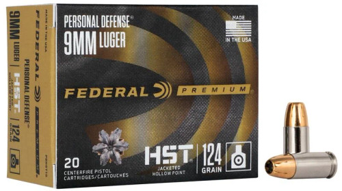 FEDERAL PREMIUM 9MM LUGER 124GR HST JHP