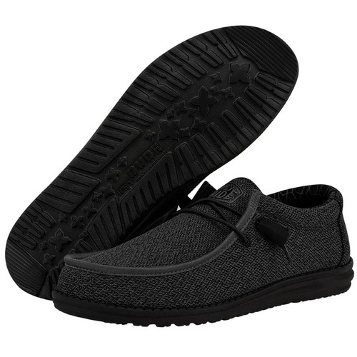 HEYDUDE MEN'S WALLY SOX MICRO CASUAL SHOES TOTAL BLACK