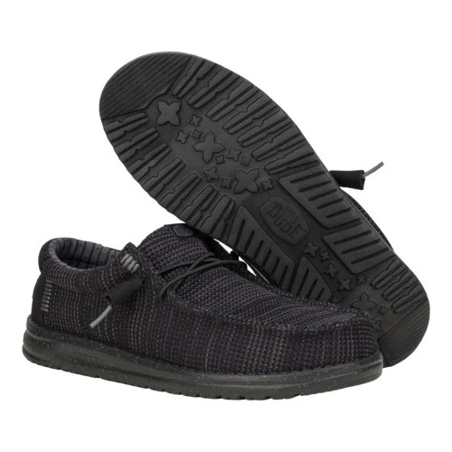 HEYDUDE MEN'S WALLY STRETCH SOX CASUAL SHOES BLACK HEYDUDE MEN'S WALLY STRETCH SOX CASUAL SHOES BLACK