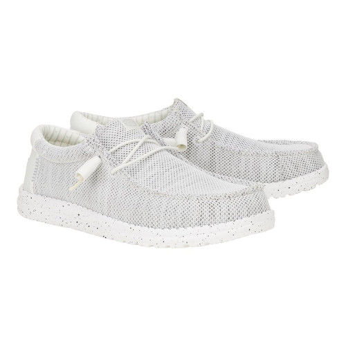 HEYDUDE MEN'S WALLY STRETCH SOX CASUAL SHOES STORM WHITE