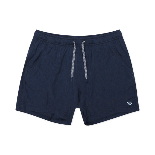 Burlebo men's athletic shorts in navy, laid flat