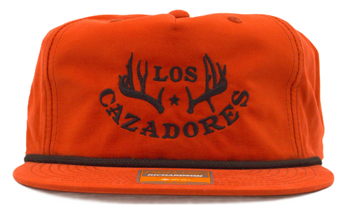 Los Cazadores Original Horns Logo Rope Cap Variant Color Orange and Black. Front View.