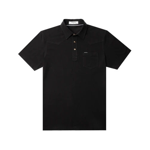 Poncho The Field Polo in The Permian, solid black, front view