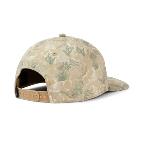 Poncho Outdoors The Long Range Hat in South Zone camo, back view showing snapback closure on white background