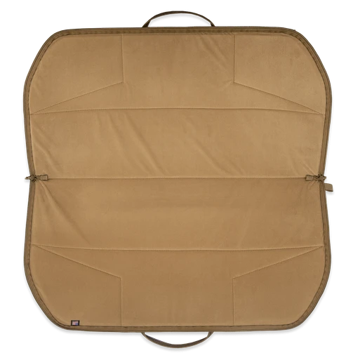 Marsupial Simple Bow Case unzipped flat showing fleece-lined taco-style interior
