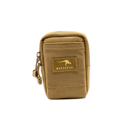 Marsupial Zippered Pouch small in Coyote Brown, front view