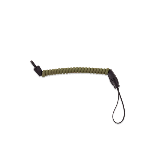 Marsupial Rangefinder Tether large in Ranger Green with coiled elastic cord