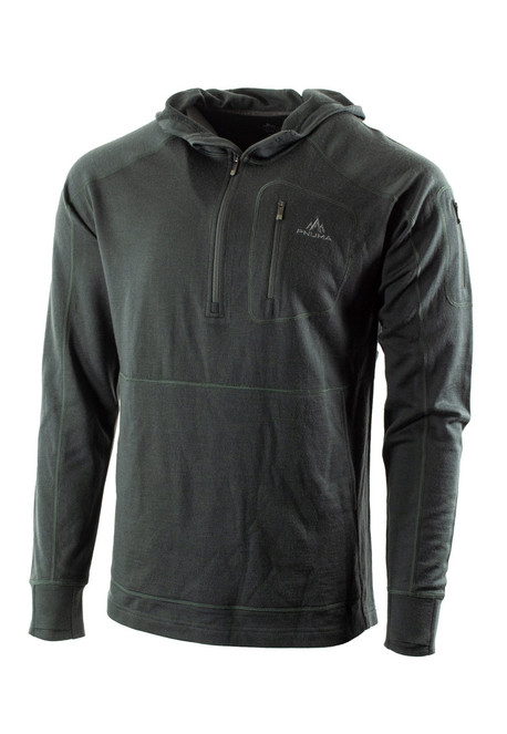 Pnuma Merino Wool Gunnison Hoodie in Beluga, front view