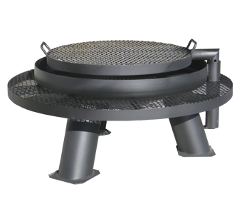 HB HUNTING PRODUCTS STANDARD DISH FIRE PIT WITH GRILL AND SHELF 30"