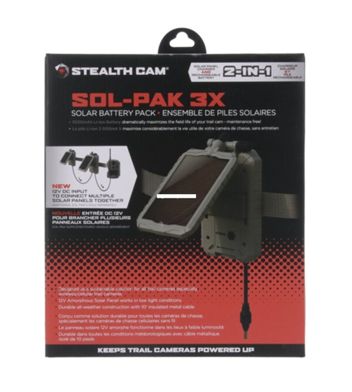 STEALTH CAM REVOLVER CELLULAR TRAIL CAMERA EXTERNAL EX SOLAR BATTERY PACK