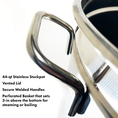 BAYOU CLASSIC STAINLESS STOCKPOT WITH LID AND BASKET