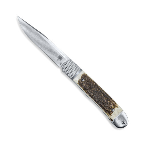COBRATEC TRAPPER HIDDEN RELEASE FOLDING KNIFE WITH STAG HANDLE