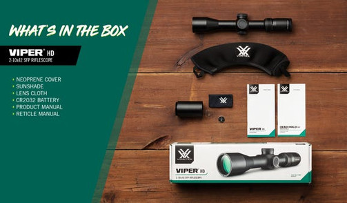 VORTEX OPTICS VIPER HD 2-10X42MM RIFLESCOPE WITH DEAD-HOLD BDC MOA RETICLE