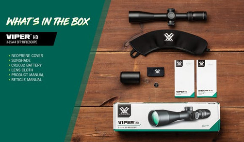 VORTEX OPTICS VIPER HD 3-15X44MM RIFLESCOPE WITH DEAD-HOLD BDC MOA RETICLE