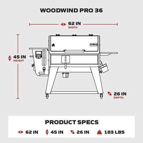 CAMP CHEF WOODWIND PRO 36 PELLET GRILL WITH SIDE SHELF