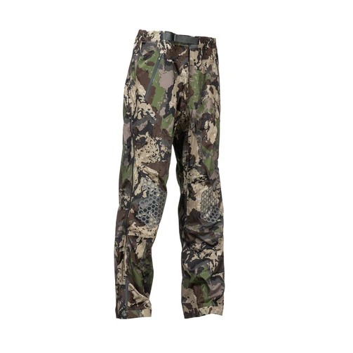Pnuma 3L Element Proof Rain Pant in Caza camo, angled front view