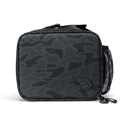 Burlebo lunchbox in black camo with Flying B patch and side mesh pocket