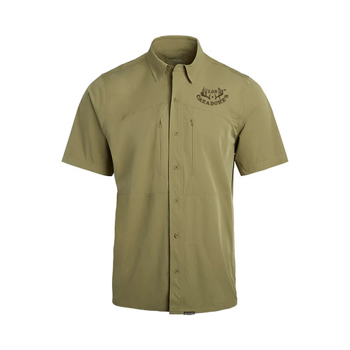 LOS CAZADORES EMBROIDERED PNUMA OUTDOORS SHORT SLEEVE SHOOTER SHIRT DRIED HERB