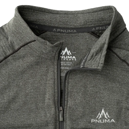 Close-up of the quarter-zip collar on the Pnuma Base Haven Pullover