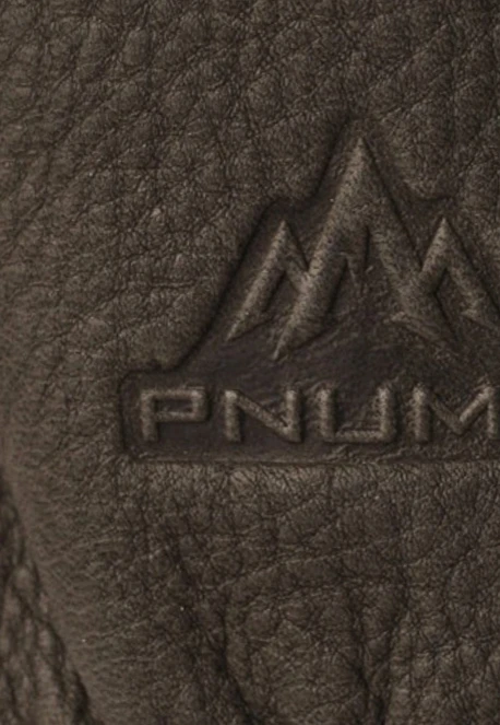 Close-up of the embossed Pnuma logo on the Ranch Glove