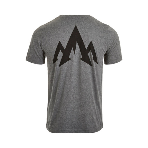 Pnuma Side Swipe Tee Shirt in Grey, back view with large Pnuma mountain logo