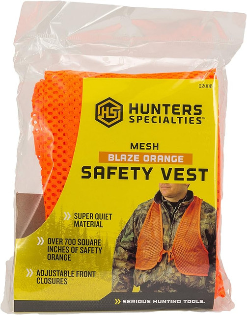 HUNTER SPECIALTIES MAGNUM BLAZE ORANGE ADULT MESH SAFETY VEST