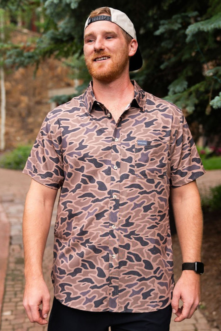 BURLEBO PERFORMANCE BUTTON UP GAUGE CAMO