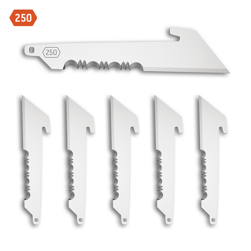 OUTDOOR EDGE CUTLERY 250 2.5" 50% SERRATED UTILITY REPLACEMENT BLADES STAINLESS 6 PACK