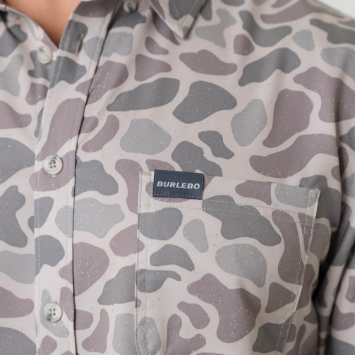 BURLEBO PERFORMANCE BUTTON UP SHIRT CLASSIC DEER CAMO