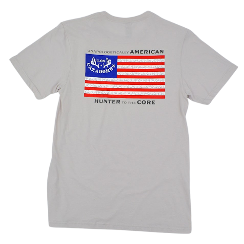 LOS CAZADORES AMERICAN ANTLER FLAG TEE LIGHT GREY